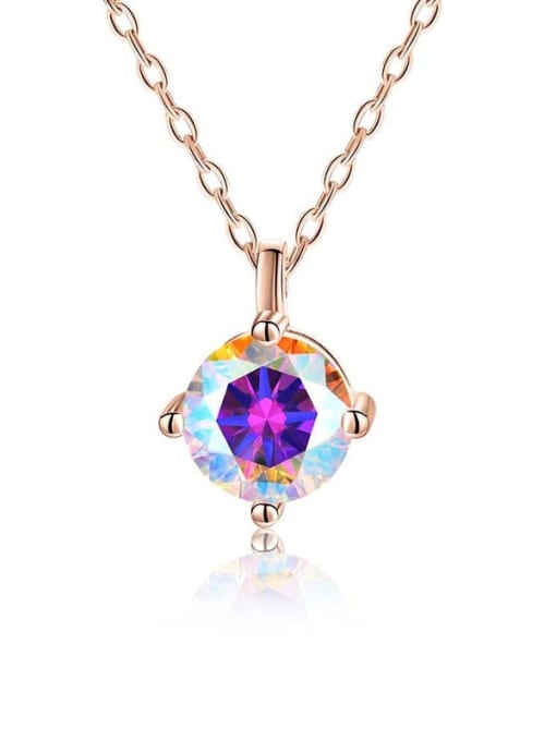 Moonlight Mosan Diamond [Rose Gold] 925 Sterling Silver Moissanite Geometric Dainty Necklace